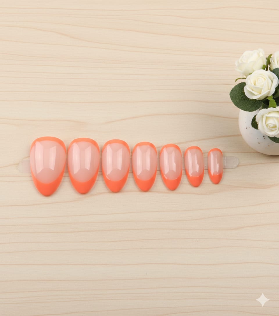 Stylish Coral Ombre Press-On Nails - 12 Pcs Set