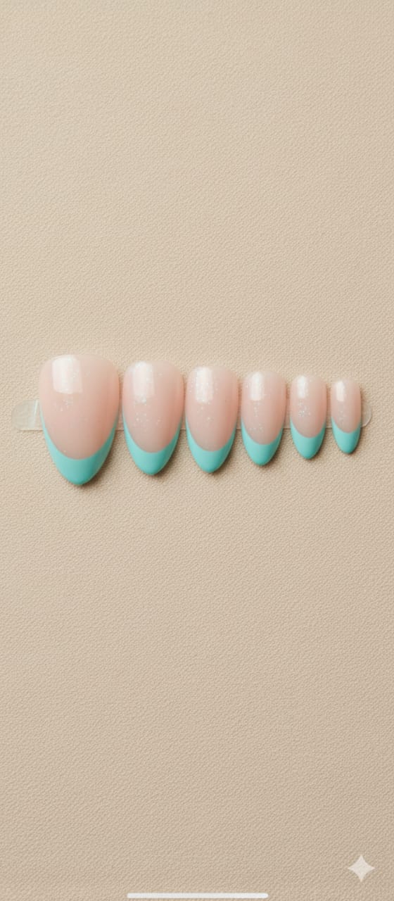 Mint Bliss French Tip Press-On Nails.
