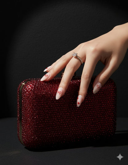 Festive Red Bow Nail Art Set