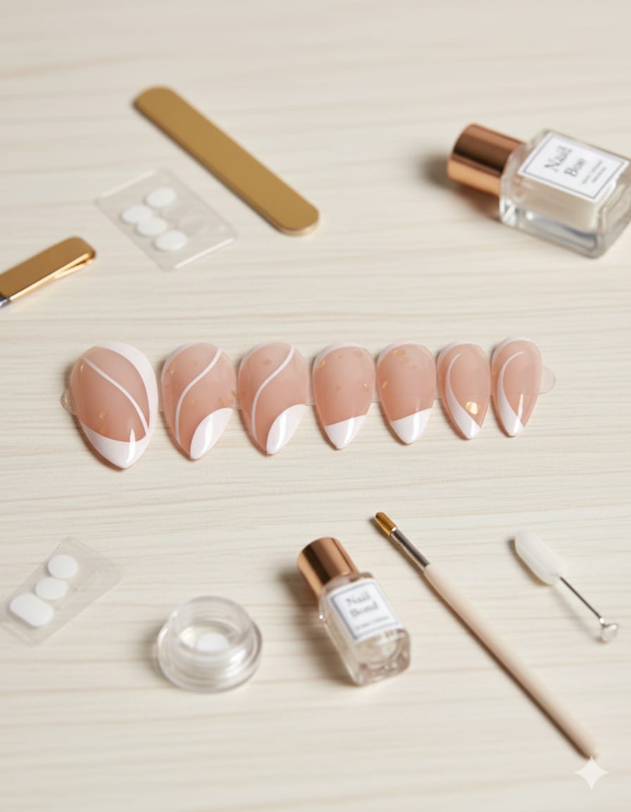 Golden Grace White French Tip Press-On Nails