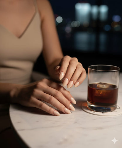 Classic Nude Press-On Nails – Glossy Almond Shape