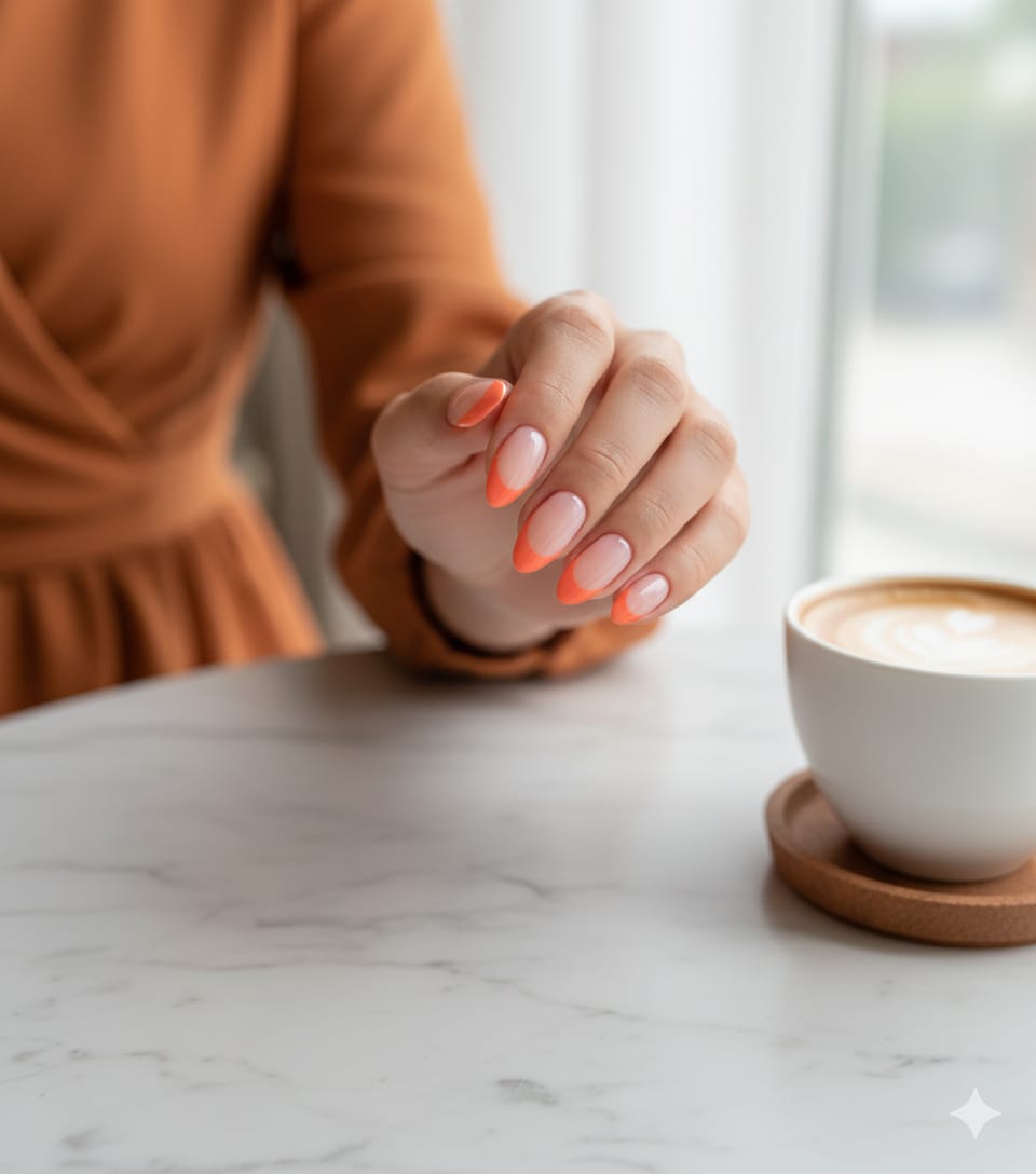 Stylish Coral Ombre Press-On Nails - 12 Pcs Set