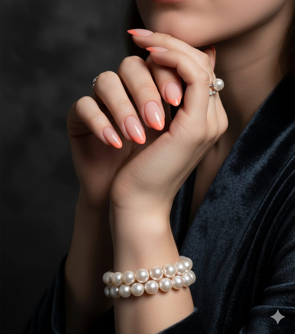 Stylish Coral Ombre Press-On Nails - 12 Pcs Set