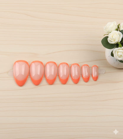 Stylish Coral Ombre Press-On Nails - 12 Pcs Set