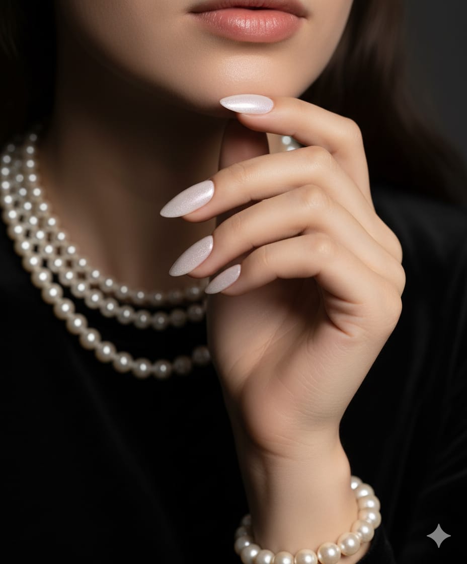 Pearl Glaze Press-On Nails – Elegant Shimmer Finish.