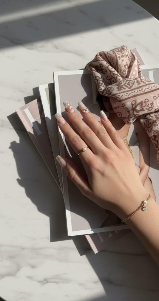 Luxury Pink Glitter 3D Designer Artificial Nails – Premium Nail Art Set